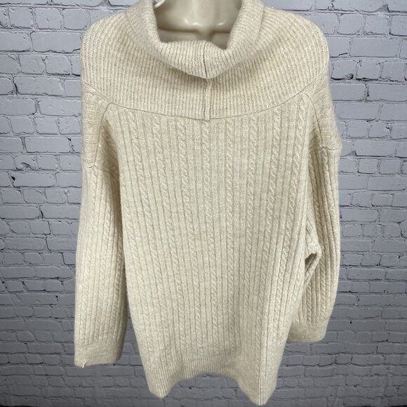 Zara Beige Knit Oversized Boxy Pullover Side Slits Sweater Size Large L - Picture 2 of 14